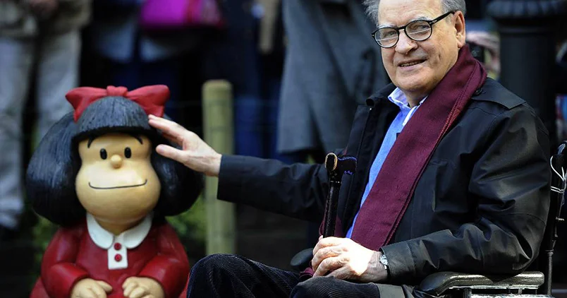 Quino e sua personagem Mafalda